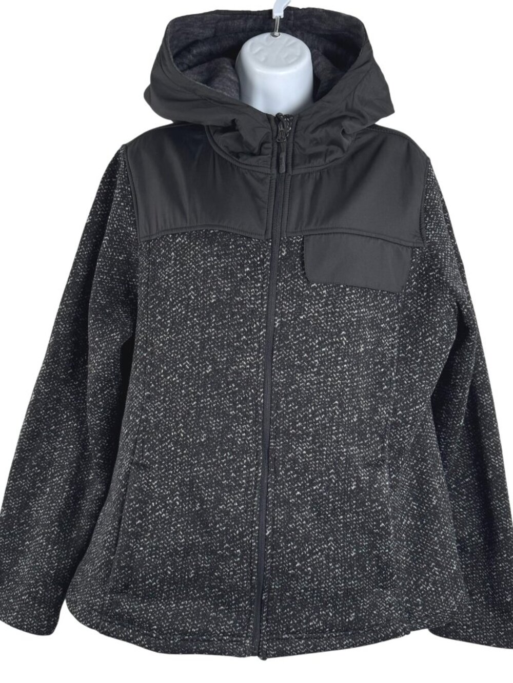 CB Sports Hooded Jacket Womens XL Black White Mix Full Zip Outdoor CJ-2411